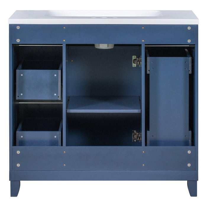 36" Bathroom Vanity Cabinet with Sink Top Combo Set, Navy Blue，Single Sink，Shaker Cabinet with Soft Closing Door and Drawer