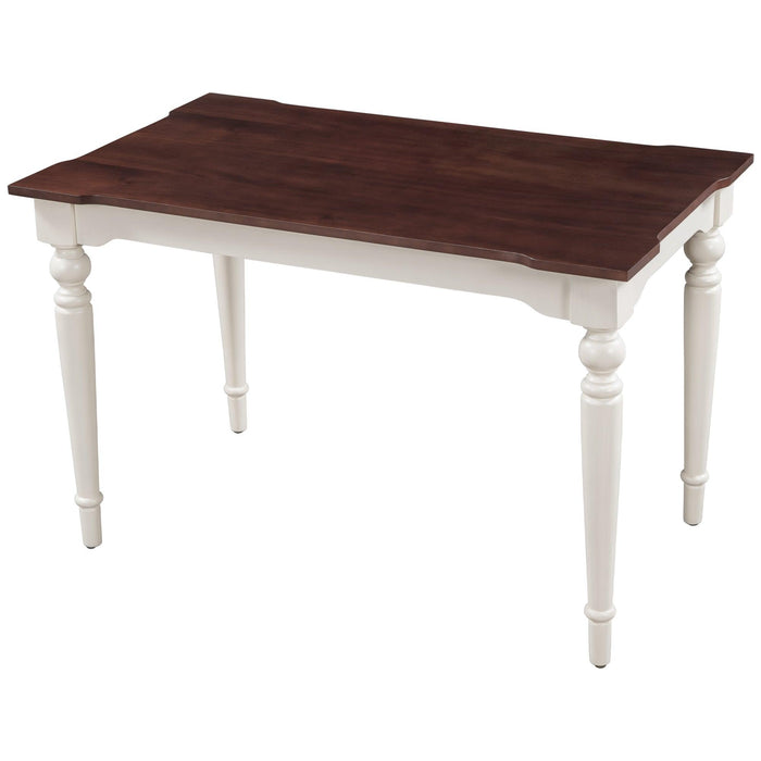 Wood Retro Classical Dining Table, Cherry Top+White Legs