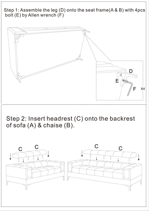 White Faux Leather Living Room 2pc Sofa set Sofa And Loveseat Furniture Couch Unique Design Metal Legs Adjustable Headrest