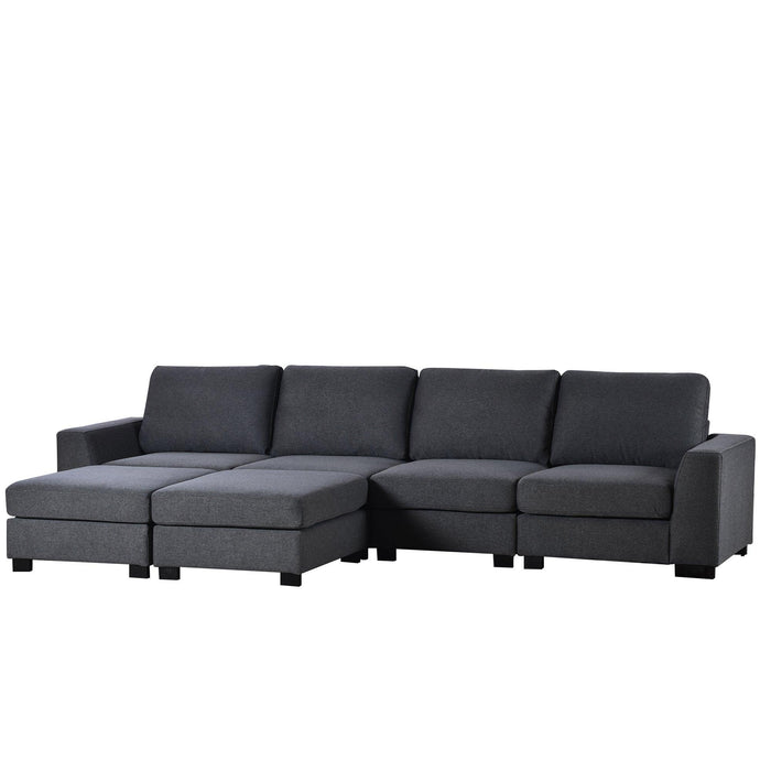 3 Pieces U shaped Sofa with Removable Ottomans