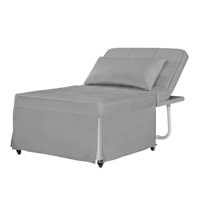 Velvet Folding Sofa Bed Sleeper Chair with Adjustable Backrest .