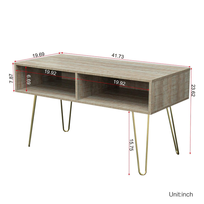 Modern Design TV stand stable Metal Legs  with 2 open shelves to put TV, DVD, router, books, and small ornaments,Grey