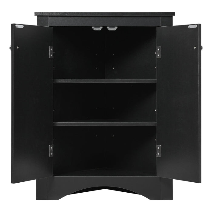 Black Triangle BathroomStorage Cabinet with Adjustable Shelves, Freestanding Floor Cabinet for Home Kitchen