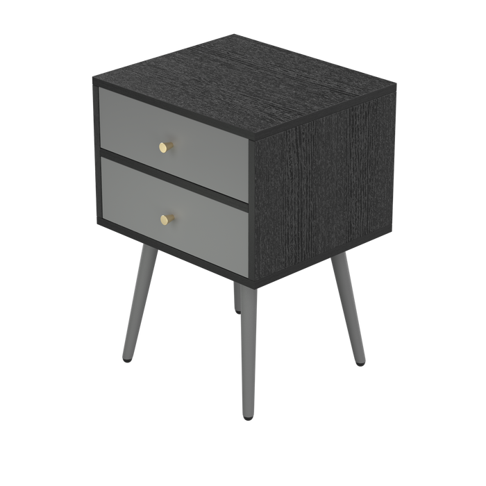 UpdateModern Nightstand with 2Drawers, Suitable for Bedroom/Living Room/Side Table (Dark Grey)