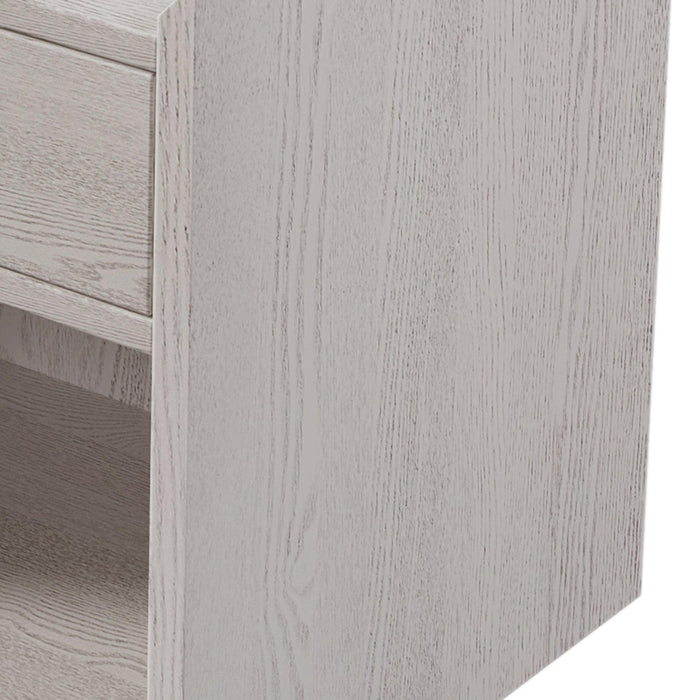 Modern Style Manufactured Wood One-Drawer Nightstand Side Table with Solid Wood Legs, Stone Gray