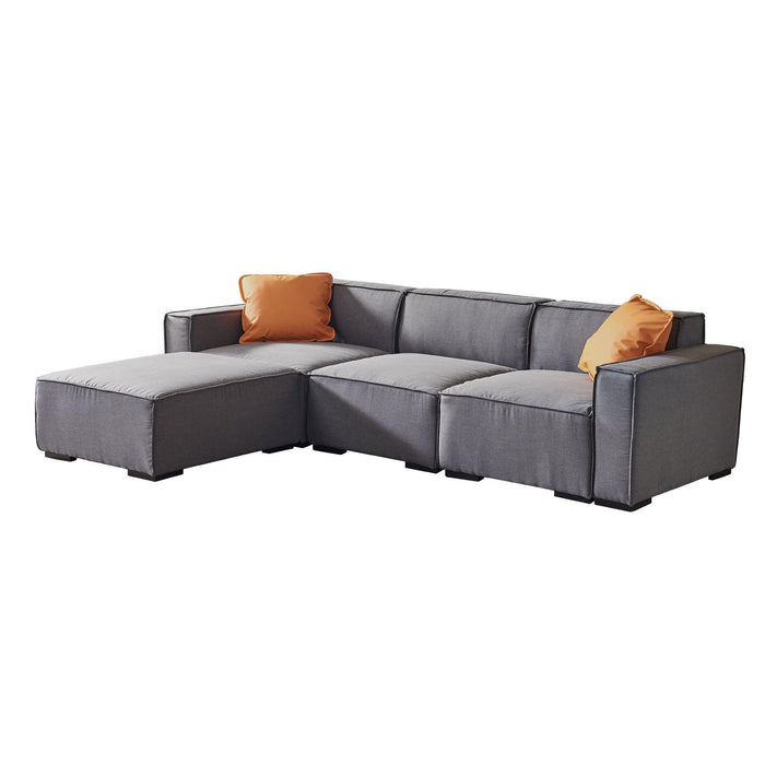 Modular Sofa L Shape with Convertible Ottoman Chaise(Grey)