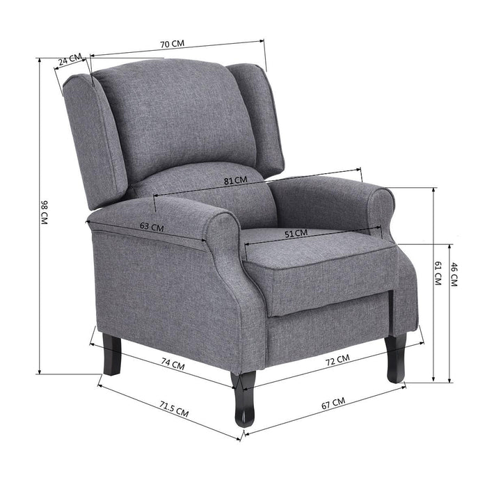 Fabric Wingback Recliner Chair for Living Room, Tufted Reading Chairs for Adults, Lazy Boy Recliners Chairs for Small Space,Lounge Chair(Grey)