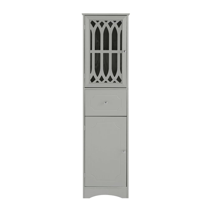 Tall Bathroom Cabinet, FreestandingStorage Cabinet with Drawer and Doors, MDF Board, Acrylic Door, Adjustable Shelf, Grey