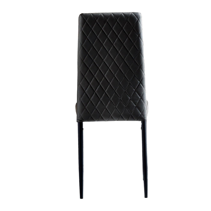 BlackModern minimalist dining chair fireproof leather sprayed metal pipe diamond grid pattern restaurant home conference chair set of 4