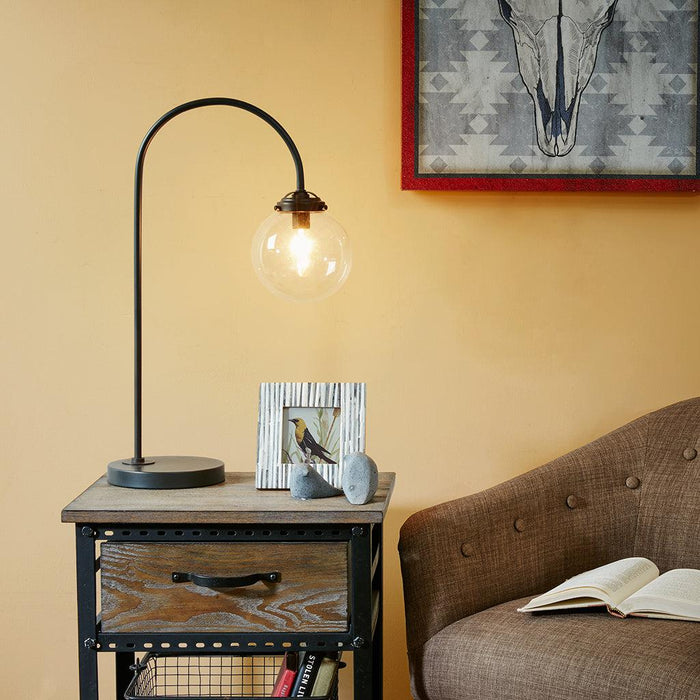 Venice Arched Metal Table Lamp with Glass Globe Bulb