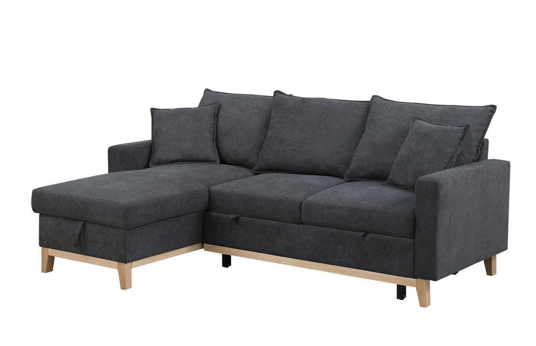 Colton Dark Gray Woven Reversible Sleeper Sectional Sofa withStorage Chaise