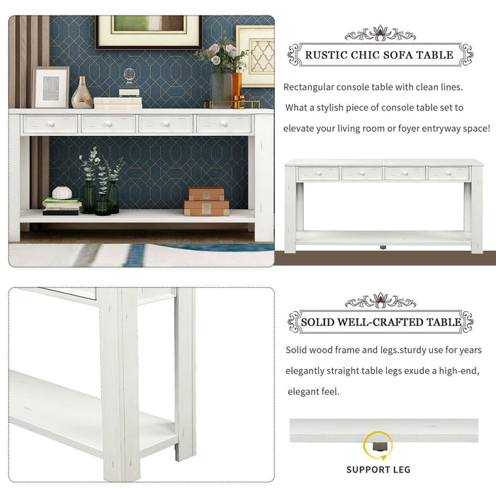 Console Table for Entryway Hallway Sofa Table withStorage Drawers and Bottom Shelf ( Antique White)