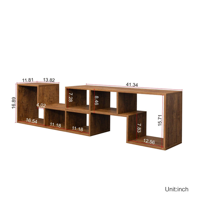 Double L-Shaped TV Stand，Display Shelf ，Bookcase for Home Furniture,Walnut