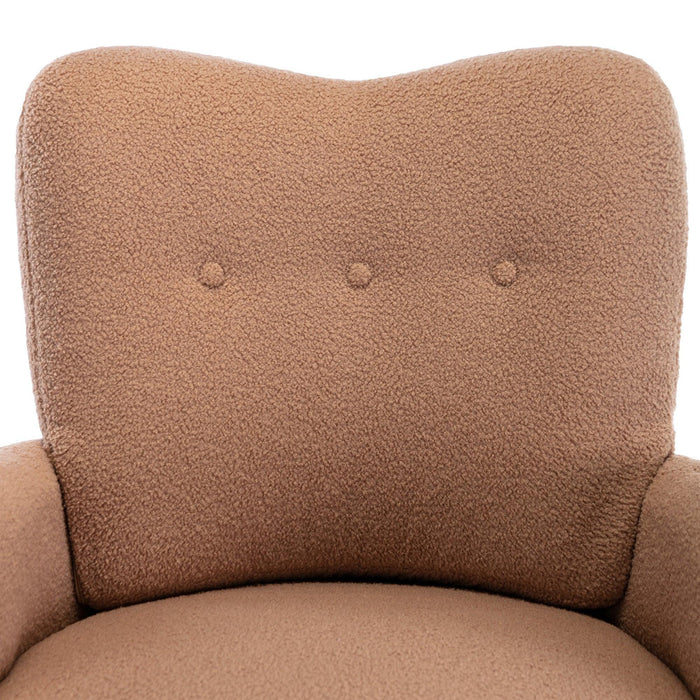 Cozy Teddy Fabric Arm Chair with Sloped High Back and Contemporary Metal Legs ,Espresso