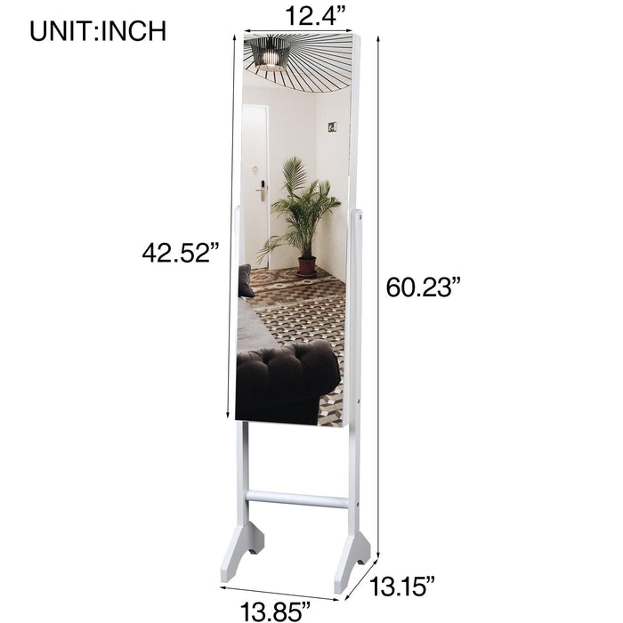 Full Mirror Fashion Simple JewelryStorage Cabinet  With Led Light  Can Be Hung On The Door Or Wall