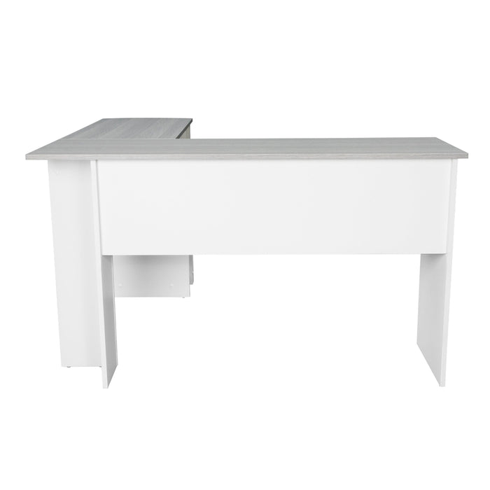 Techni MobiliModern L-Shaped Desk with Side Shelves, Grey