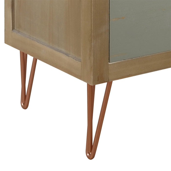 Wooden Nightstand with Two Drawer and Metal FeetModern Style Bedside Table (Natural)