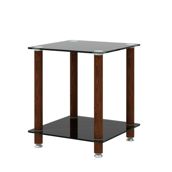 1-Piece Black + Walnut Side Table , 2-Tier Space End Table ,Modern Night Stand, Sofa table, Side Table withStorage Shelve