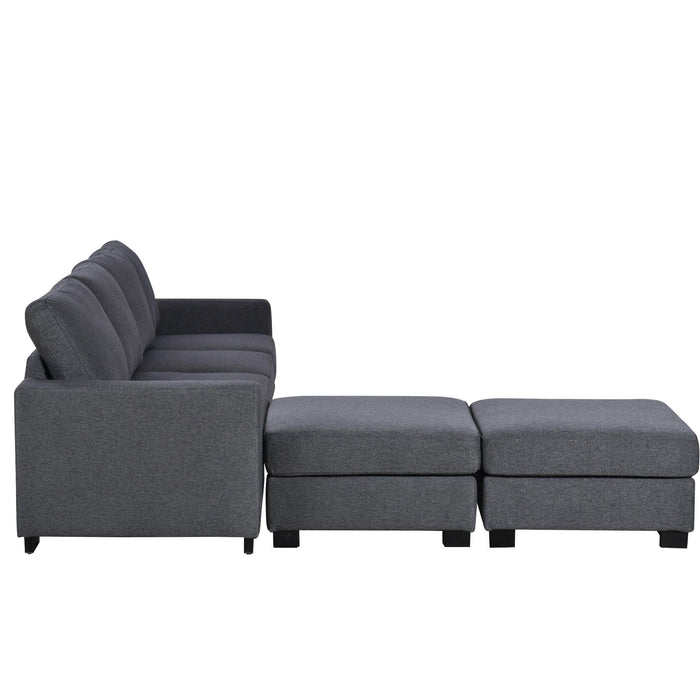 3 Pieces U shaped Sofa with Removable Ottomans