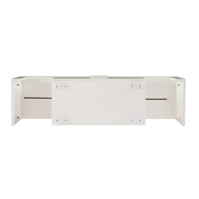 White morden TV Stand with LED Lights,high glossy front TV Cabinet,can be assembled in Lounge Room, Living Room or Bedroom,color:WHITE