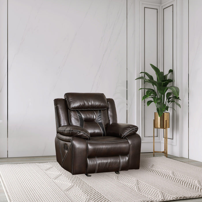 Reclining upholstered manual puller in faux leather, Brown 38.58*38.58*40.16