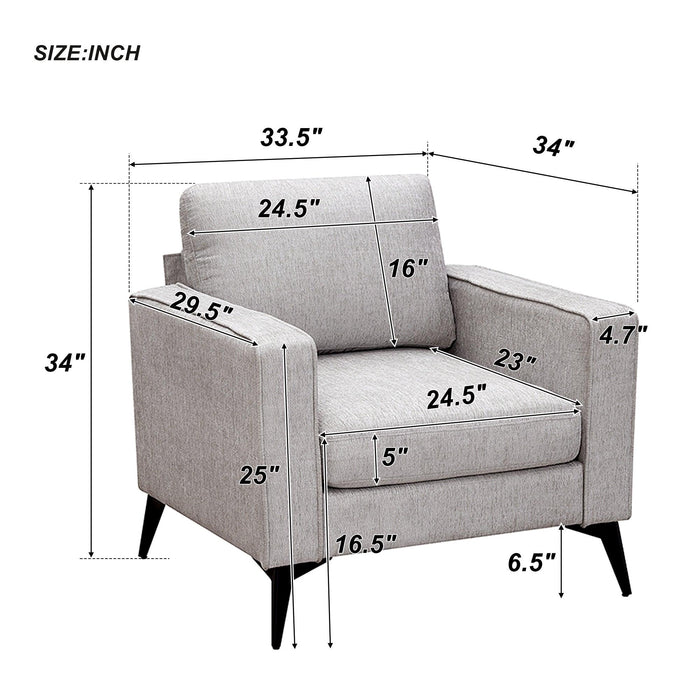 Modern 3-Piece Sofa Sets with Sturdy Metal Legs,Chenille Upholstered Couches Sets Including 3-Seat Sofa, Loveseat and Single Chair for Living Room Furniture Set (1+2+3 Seat)