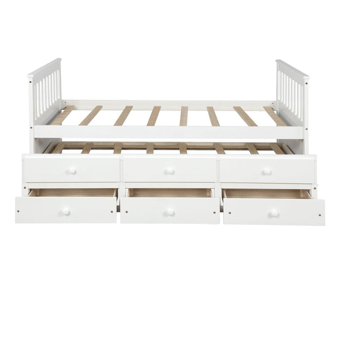 Captain's Bed Twin Daybed with Trundle Bed andStorage Drawers, White