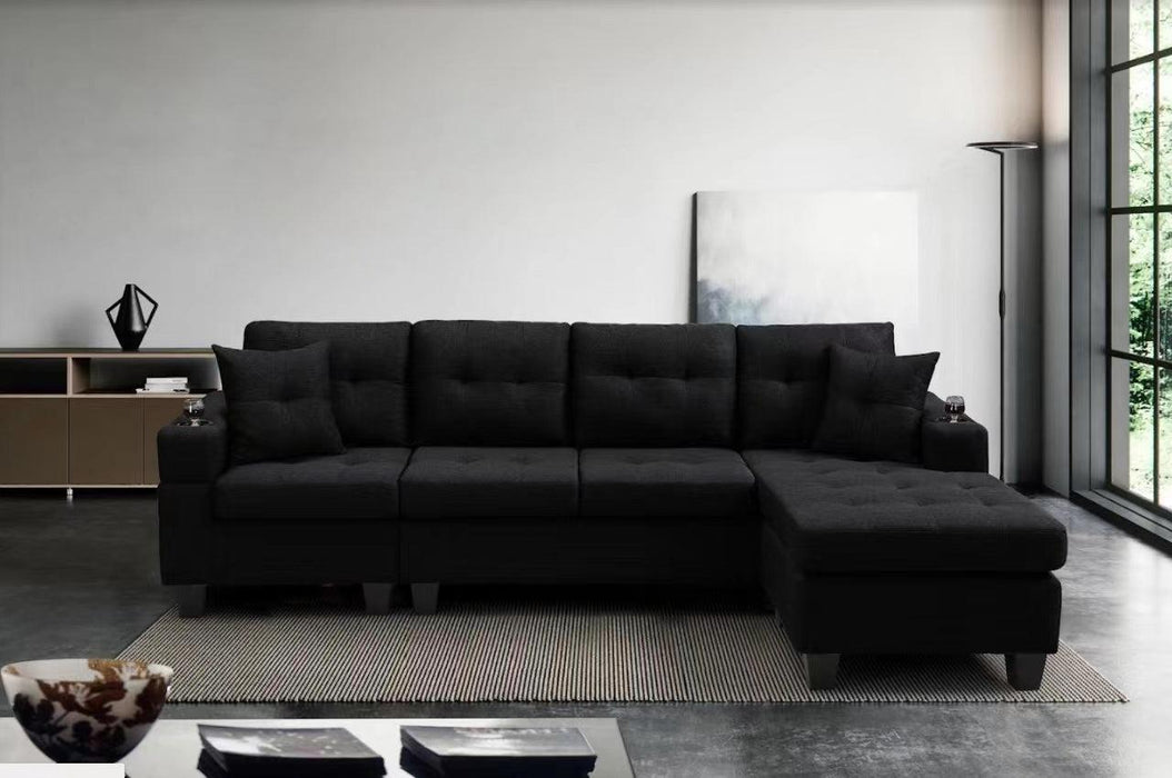 right sectional sofa with footrest, convertible corner sofa with armrestStorage, living room and apartment sectional sofa, right chaise longue and grey