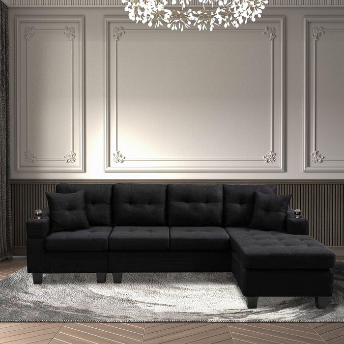 right sectional sofa with footrest, convertible corner sofa with armrestStorage, living room and apartment sectional sofa, right chaise longue and grey