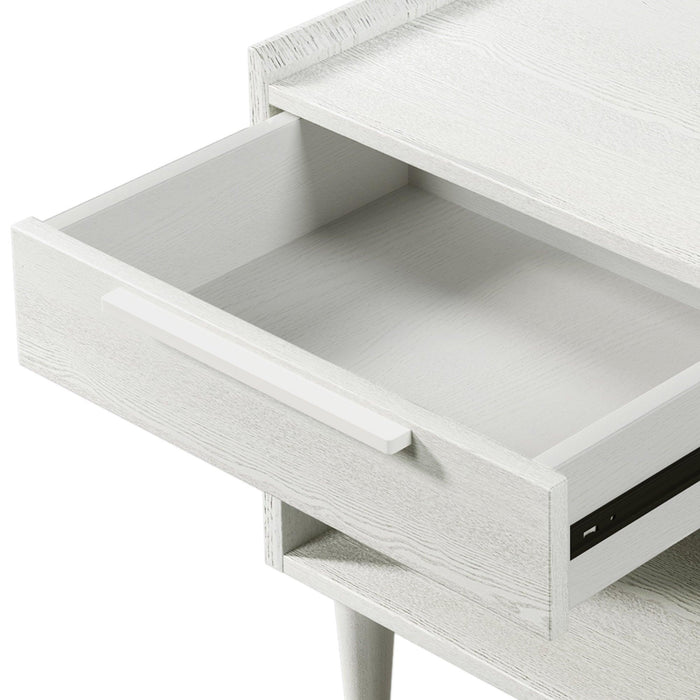 Modern Style Manufactured Wood One-Drawer Nightstand Side Table with Solid Wood Legs, White