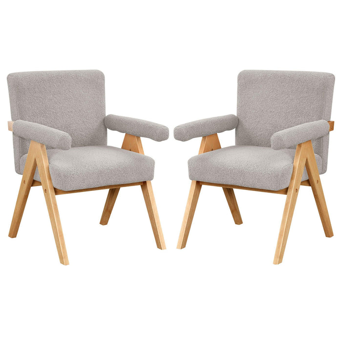 Modern Arm Chair Set of 2,Chair set with Solid Wood Frame, Altay Velvet Upholstered Accent chairs with arm pads for Living Room Bedroom Apartment, Gray