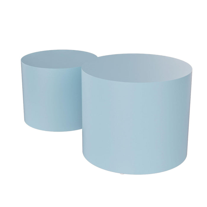 Nesting table set of 2 MDF Side Table Round Shape Blue