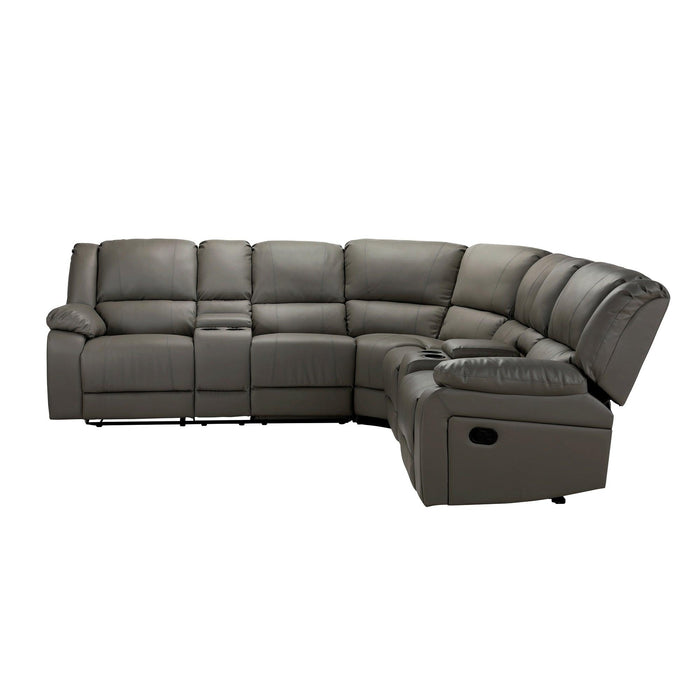 Sectional Manual Reclining Sofa GREY PU