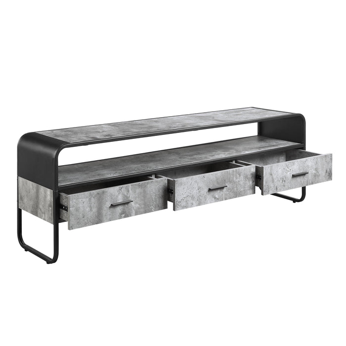 ACME Raziela TV Stand, Concrete Gray & Black Finish LV01142