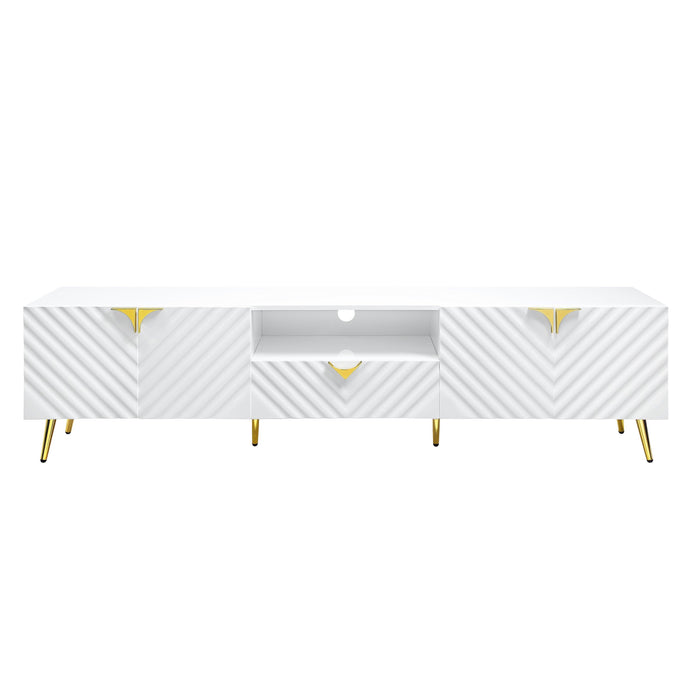 ACME Gaines TV Stand, White High Gloss Finish LV01138