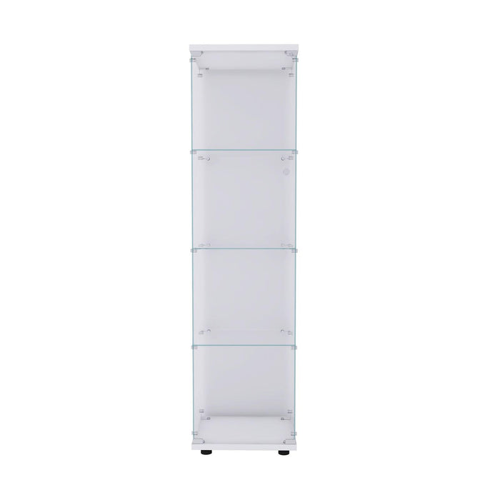 Glass Display Cabinet 4 Shelves with Door, Floor Standing Curio Bookshelf for Living Room Bedroom Office, 64.56” x 16.73”x 14.37”, White