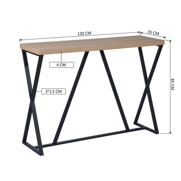 47.2'' Sofa Table; Wood Rectangle Console Table with Metal Frame - Oak & Black