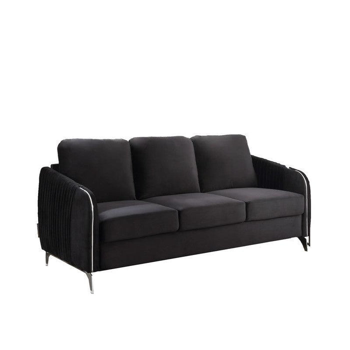 Hathaway Black Velvet Fabric Sofa Loveseat Chair Living Room Set