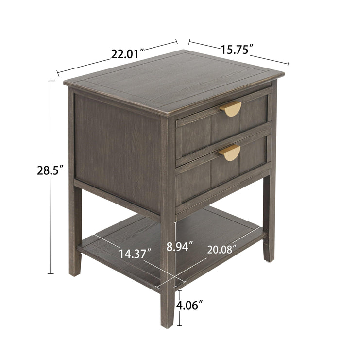 2 Drawer Side table,American style, End table,Suitable for bedroom, living room, study