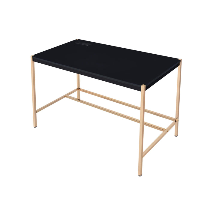 ACME Midriaks Writing Desk w/USB Port in Black & Gold Finish OF00021