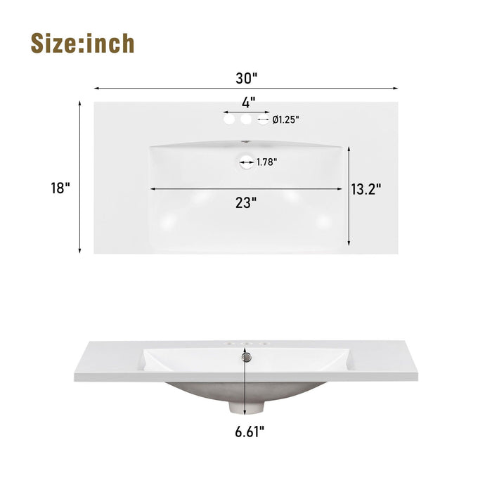 30" Bathroom vanity with Single Sink in grey,Combo Cabinet Undermount Sink,BathroomStorage Cabinet,Solid Wood Frame