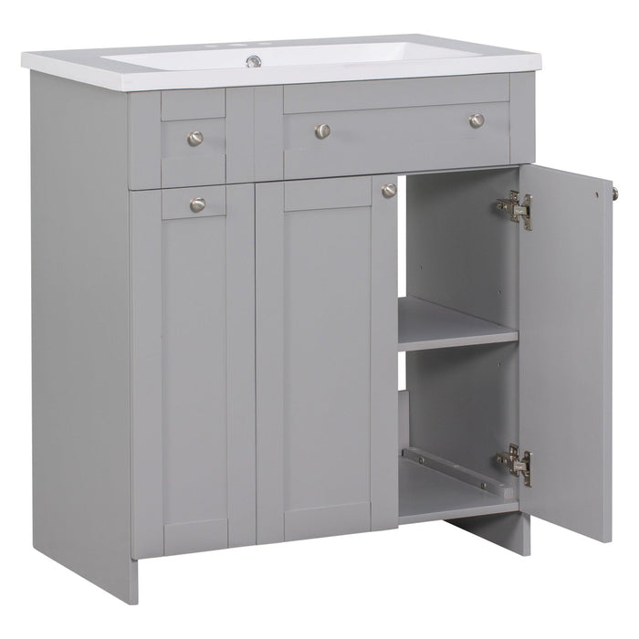 30" Bathroom vanity with Single Sink in grey,Combo Cabinet Undermount Sink,BathroomStorage Cabinet,Solid Wood Frame