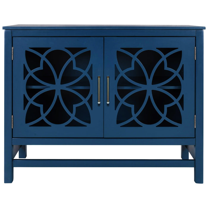 WoodStorage Cabinet with Doors and Adjustable Shelf, Entryway Kitchen Dining Room, Navy Blue