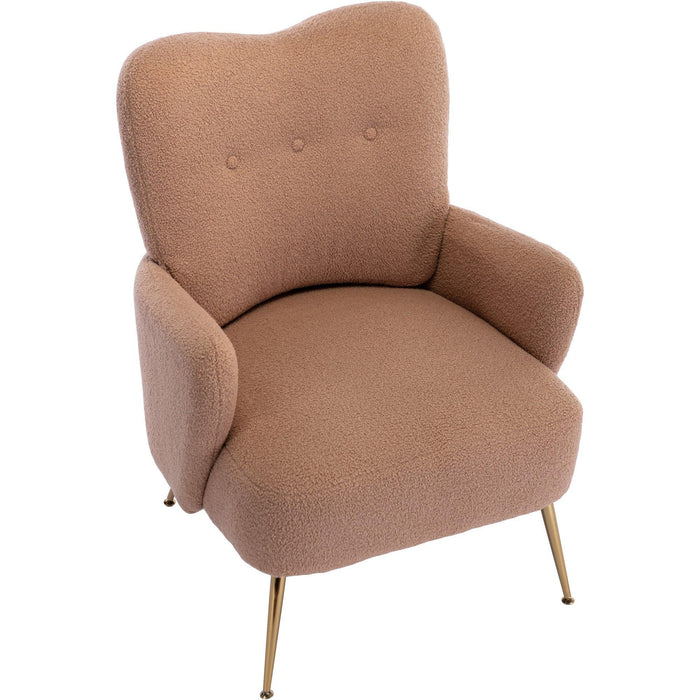 Cozy Teddy Fabric Arm Chair with Sloped High Back and Contemporary Metal Legs ,Espresso