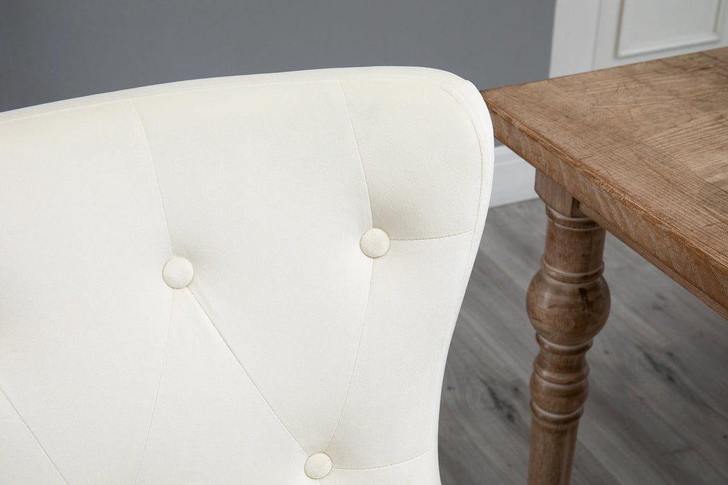 Dining Chair Tufted Armless Chair Upholstered Accent Chair,Set of 2 (Cream)