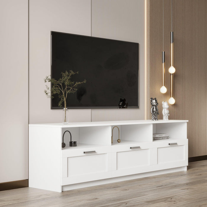 WhiteModern minimalist TV cabinet 80 inch TV stand, open locker Living Room Bedroom