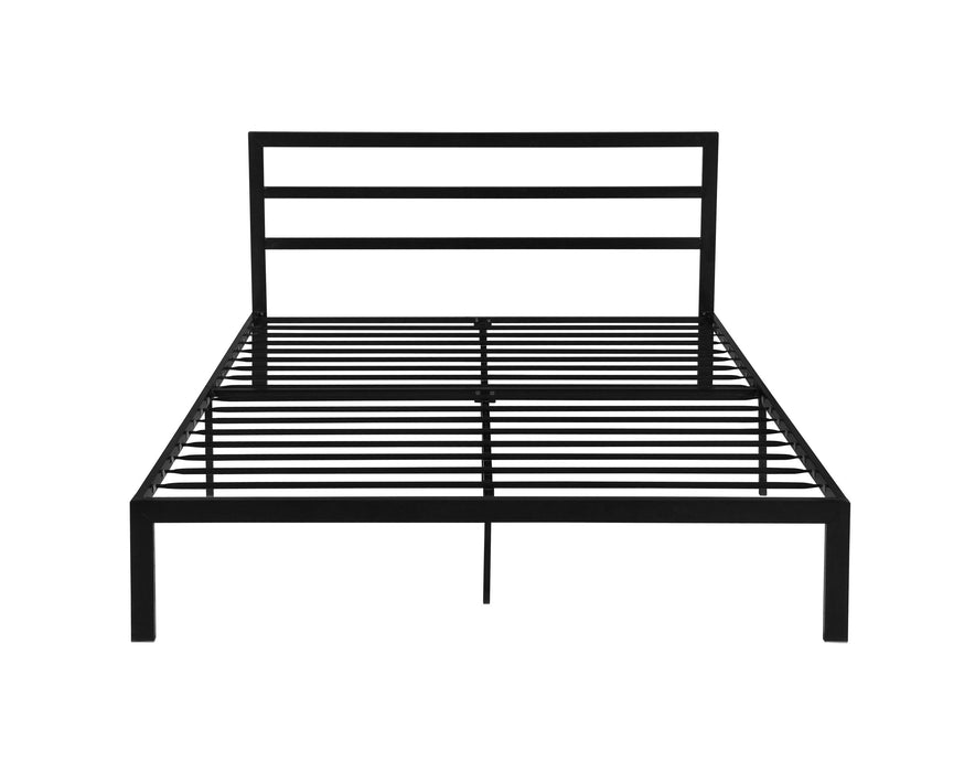 Queen Size Metal Bed Frame with Headboard Black