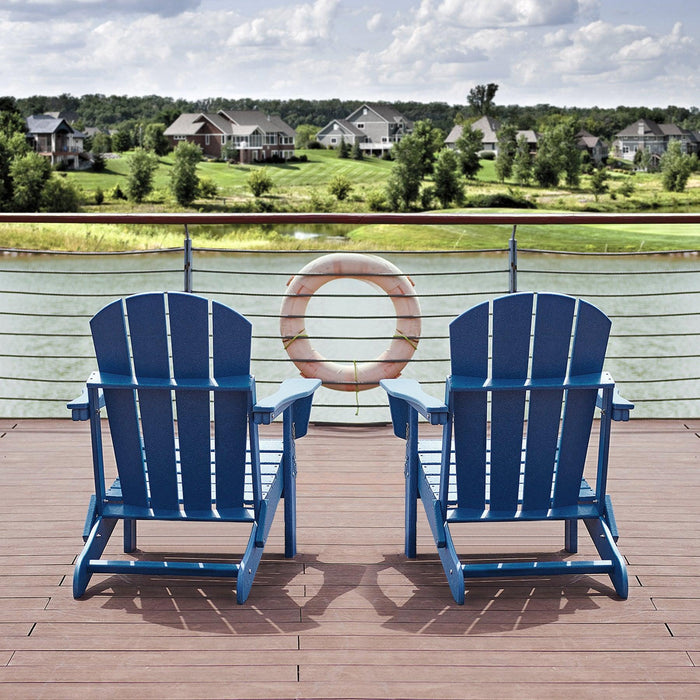 Folding Adirondack Chair Outdoor, Poly Lumber Weather Resistant Patio Chairs for Garden, Deck, Backyard, Lawn Furniture, Easy Maintenance & Classic Adirondack Chairs Design, Navy Blue