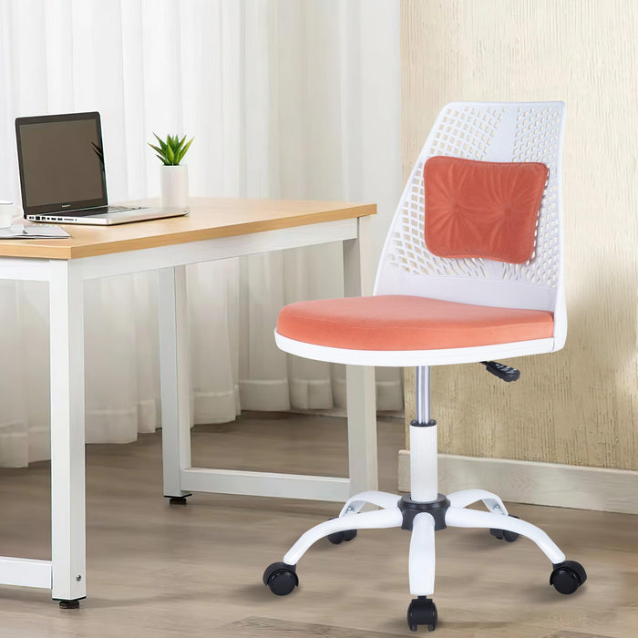 Office Task Desk Chair Swivel Home Comfort Chairs,Adjustable Height with ample lumbar support,White+Orange