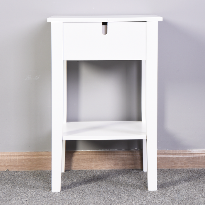 White Bathroom Floor-standingStorage Table with a Drawer